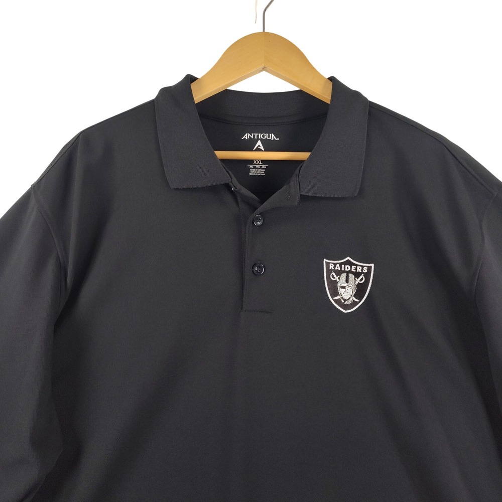 Antigua Mens Las Vegas Raiders NFL Polo Shirt Black XXL Embroidered Logo